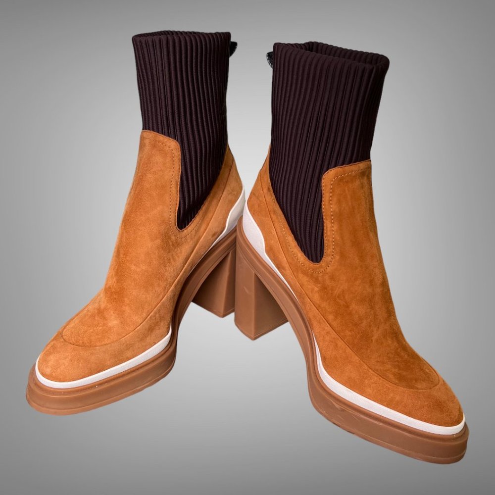 Hermes Vandale Sand & Brown Suede Boots Size 40